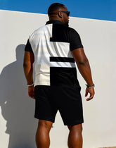 POLO Classic Color Patchwork Short-sleeved POLO Shorts Set Big & Tall Men's